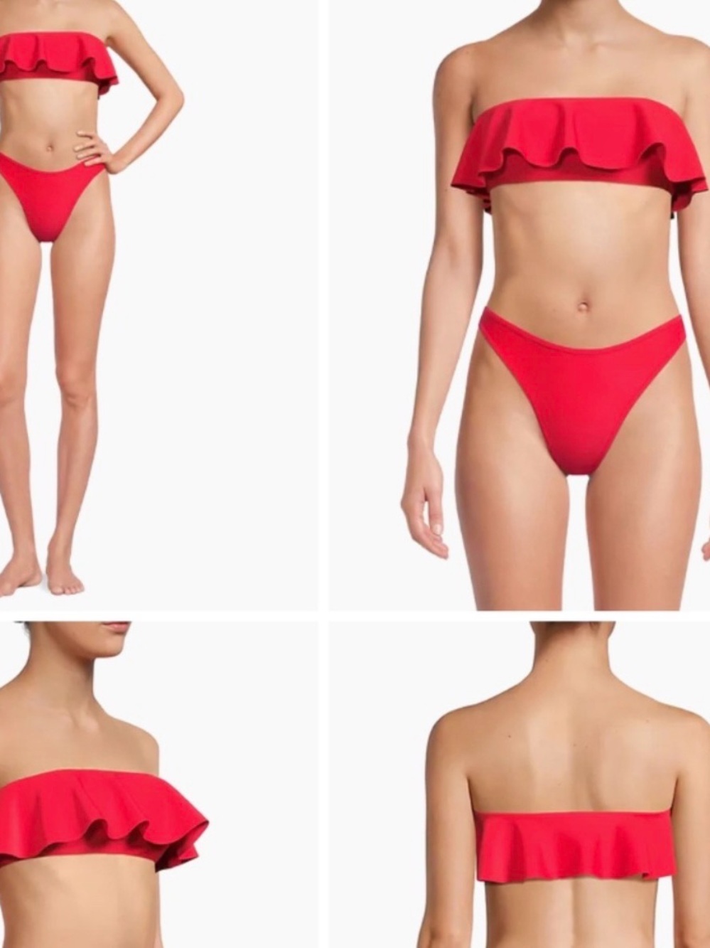 Ramy Brook Flame Red Ruffle Bandeau Bikini Set M/L
